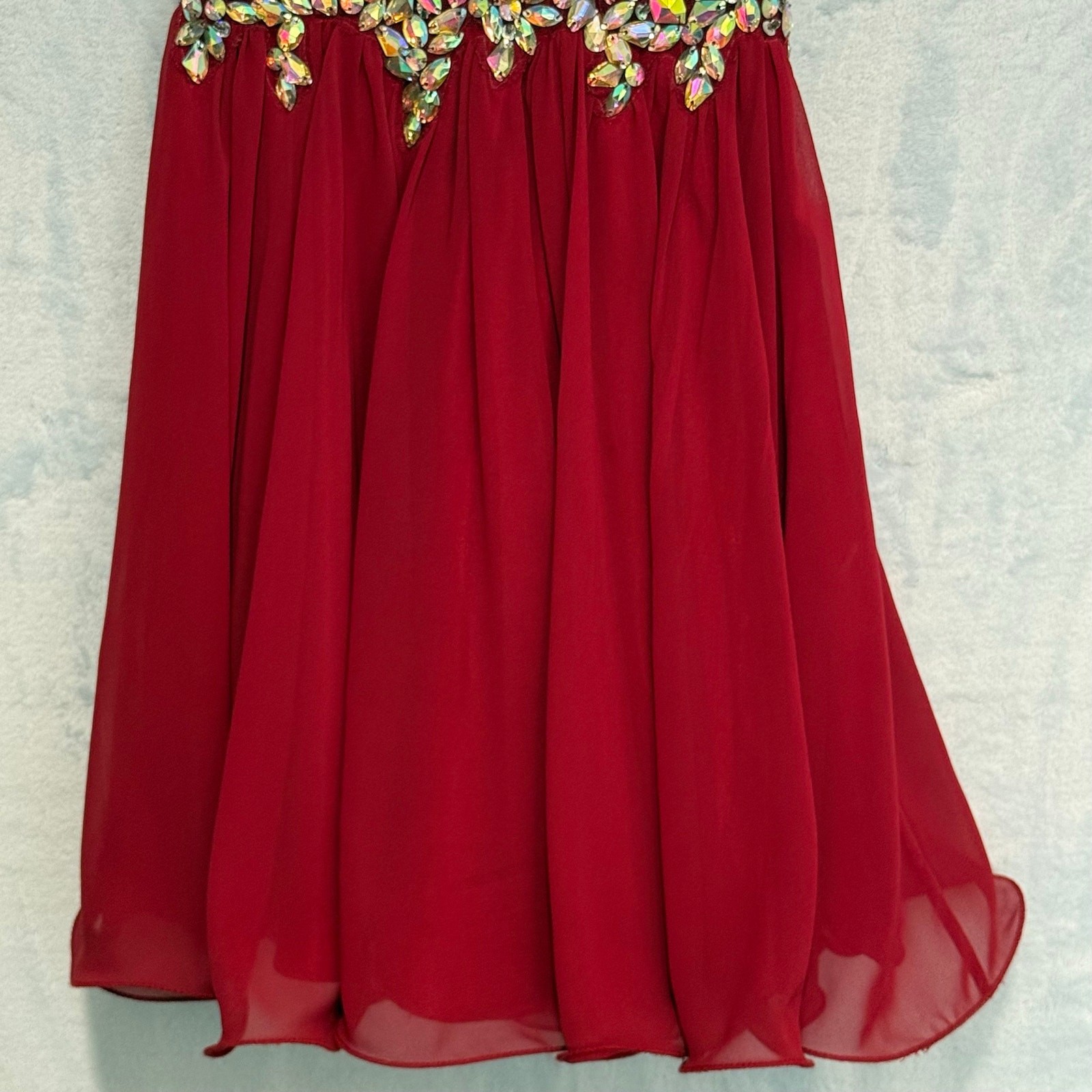 Dancing Queen Red Embellished Halter Cocktail Dress Homecoming Mini S Prom