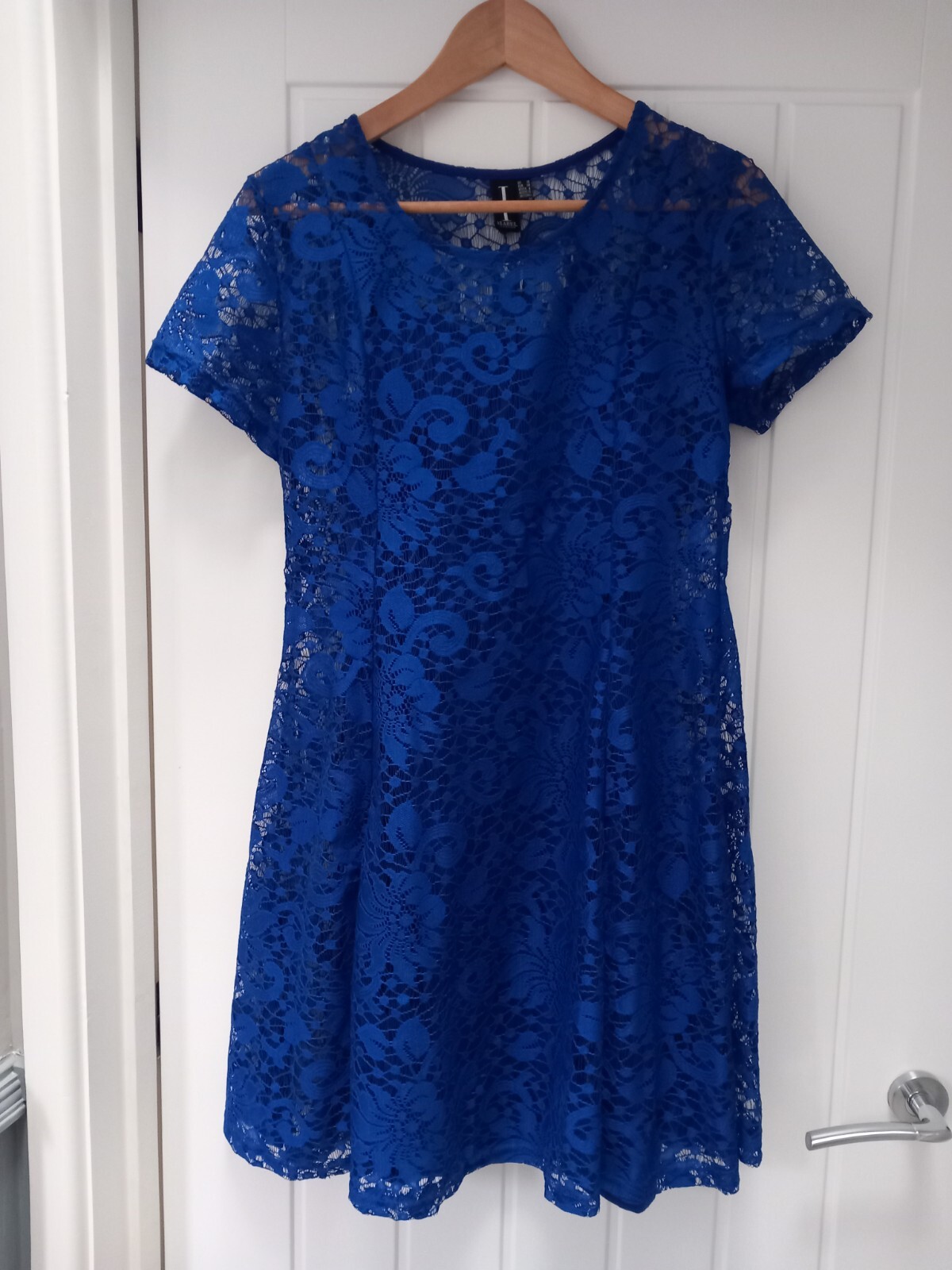 Women’s Izabel London Cobalt Blue Lace Dress With Separate Lining. New Size 10