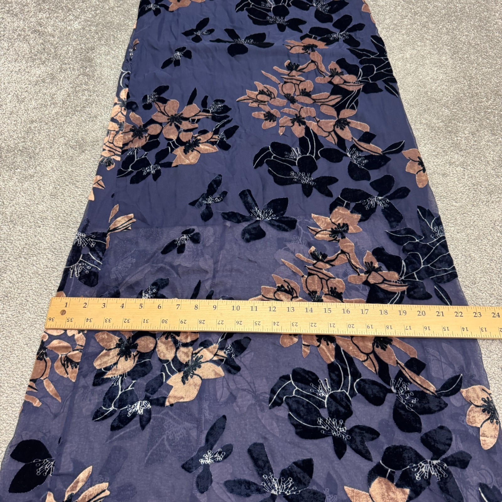 Mod Ref Floral Halter Maxi Tank Dress Womens Small Navy Velvet Burnout Bohemian