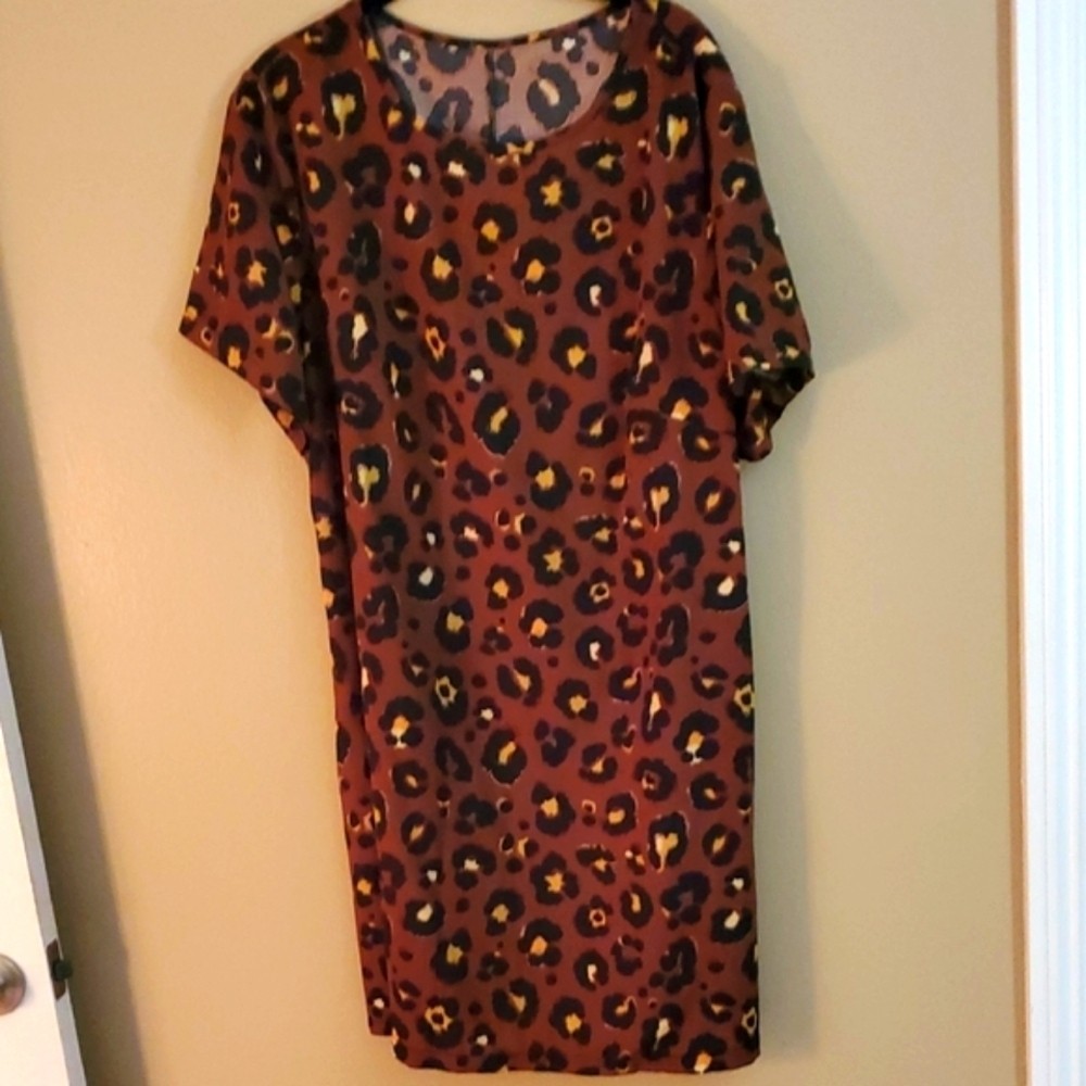 SHEIN Leopard Print Lounge Midi Dress – Brown and Black