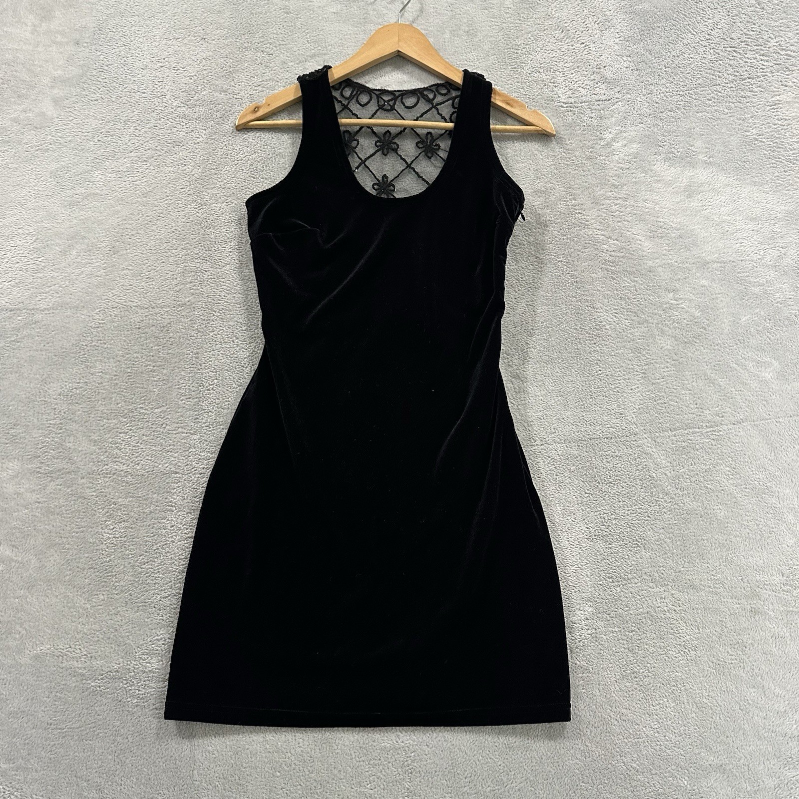 Jessica McClintock Gunne Sax Mini Dress Sz 5 / 6 Velvet Mini Lace Vtg Classy Y2K