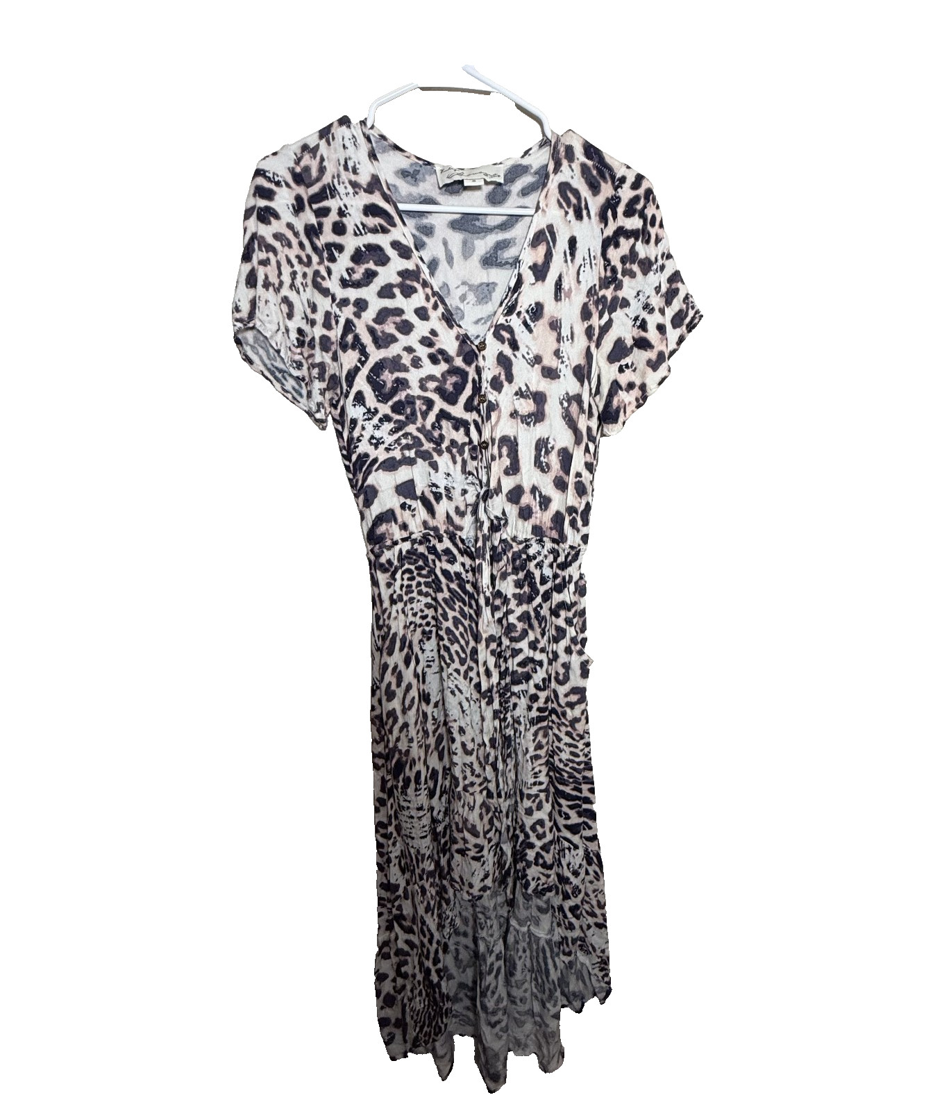 Vintage Havana Dress Women’s Small V-Neck Keyhole Short Sleeve Maxi Cheetah