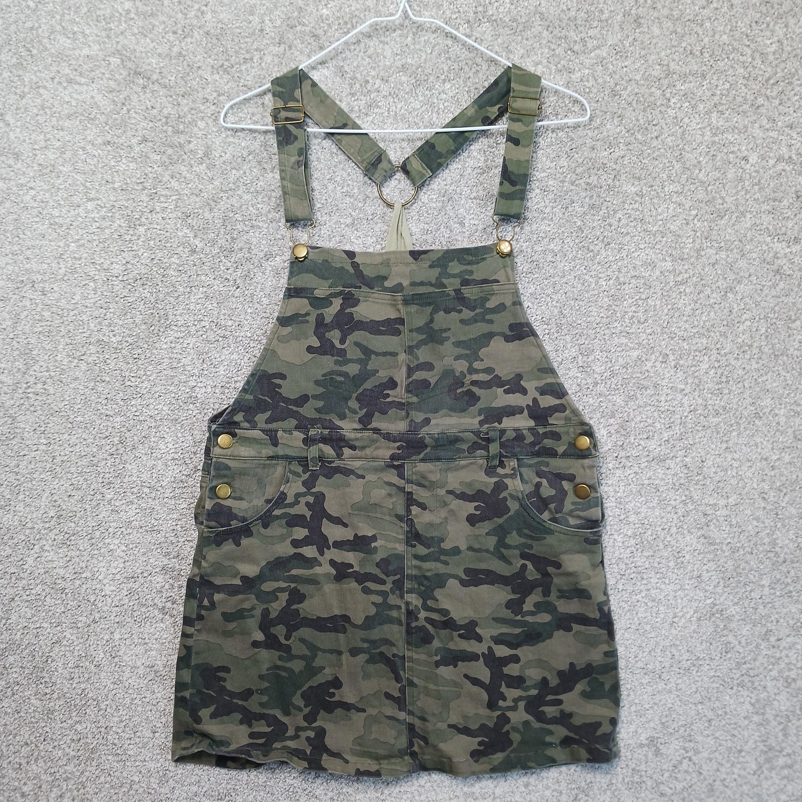 Entro Overall Dress Womens M Medium Camouflage Camo Crossback Utility Bibs