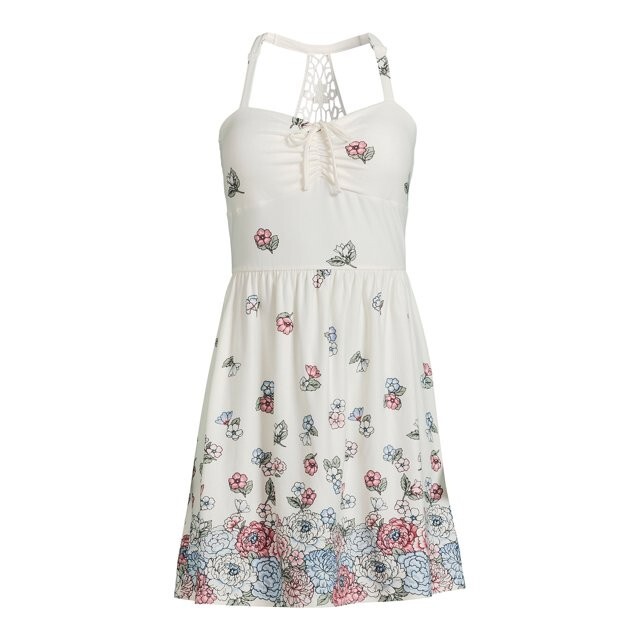 No Boundaries Juniors’ Empire Lace Back Dress Size M Winter White –O4–