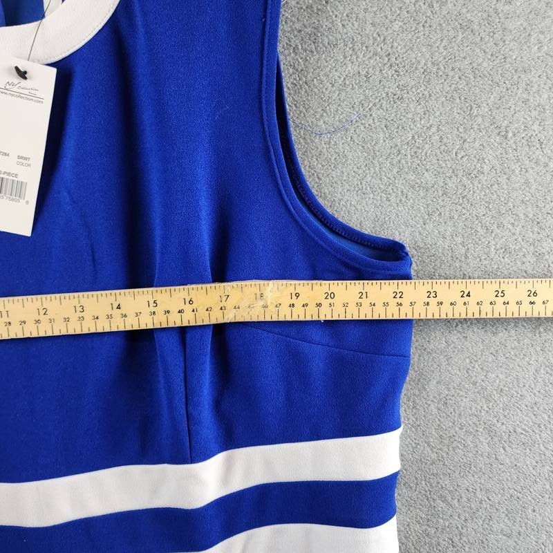 Ny Collection Plus Size Colorblocked Dress Women’s 18W Sapphire White Sleeveless