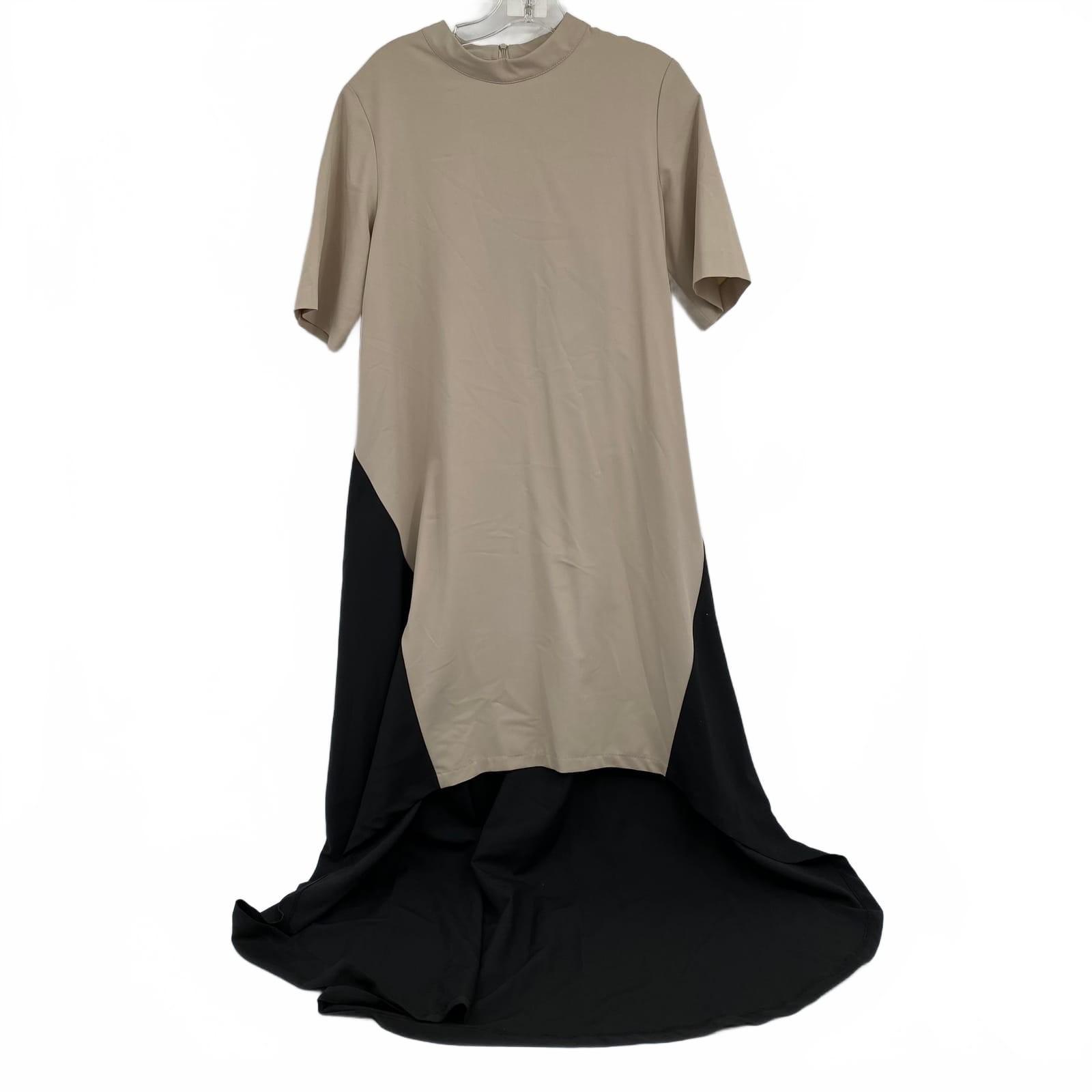 Aakasha Beige Maxi Dress | Synthetic Hi-Low, Women’s L