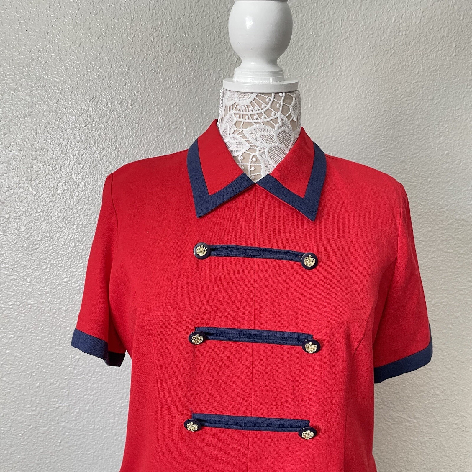 Jessica Howard Petite Vintage Retro Navy Military Dress Set Nautical Tailored 12
