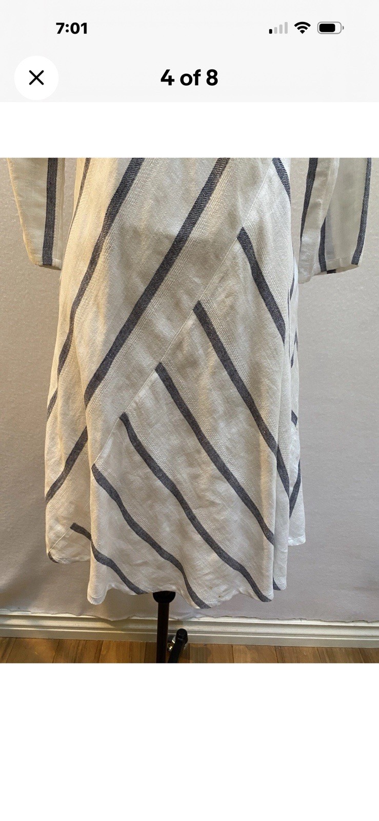 Soft Surroundings Women’s White/Blue Striped Linen Cotton Dress XS