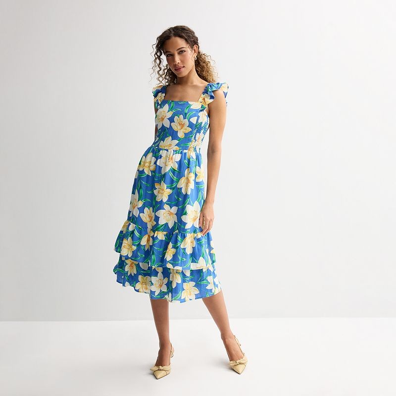 Draper James Dress Flutter Sleeve Midi Dress Size Medium