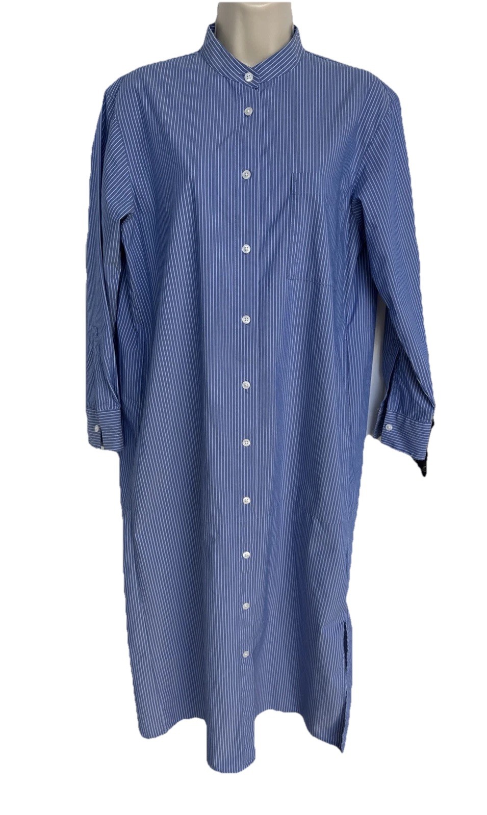 MUJI Japan Striped Shirt Dress Blue Size 5 S/M Minimalist Lagenlook EXCELLENT