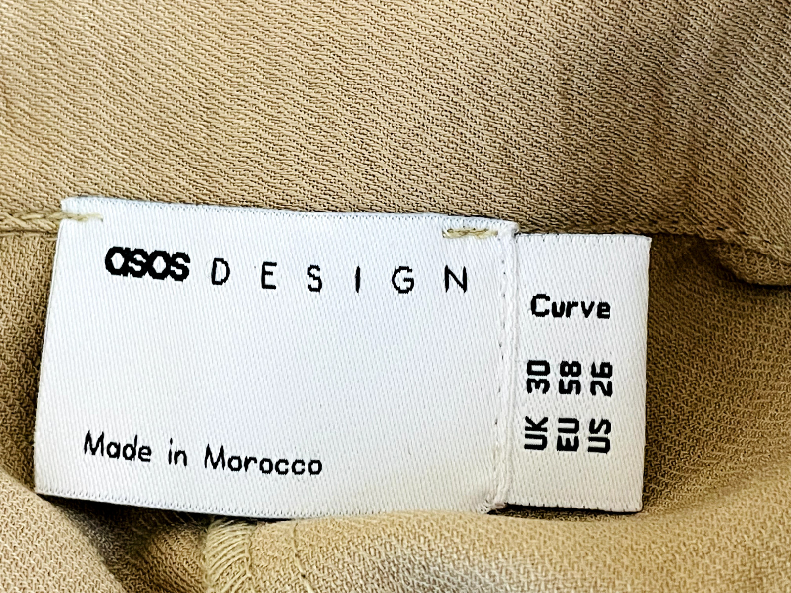 ASOS DESIGN Curve Button Through Waist Midi Shirt Dress In Beige US 26/UK30 NWT