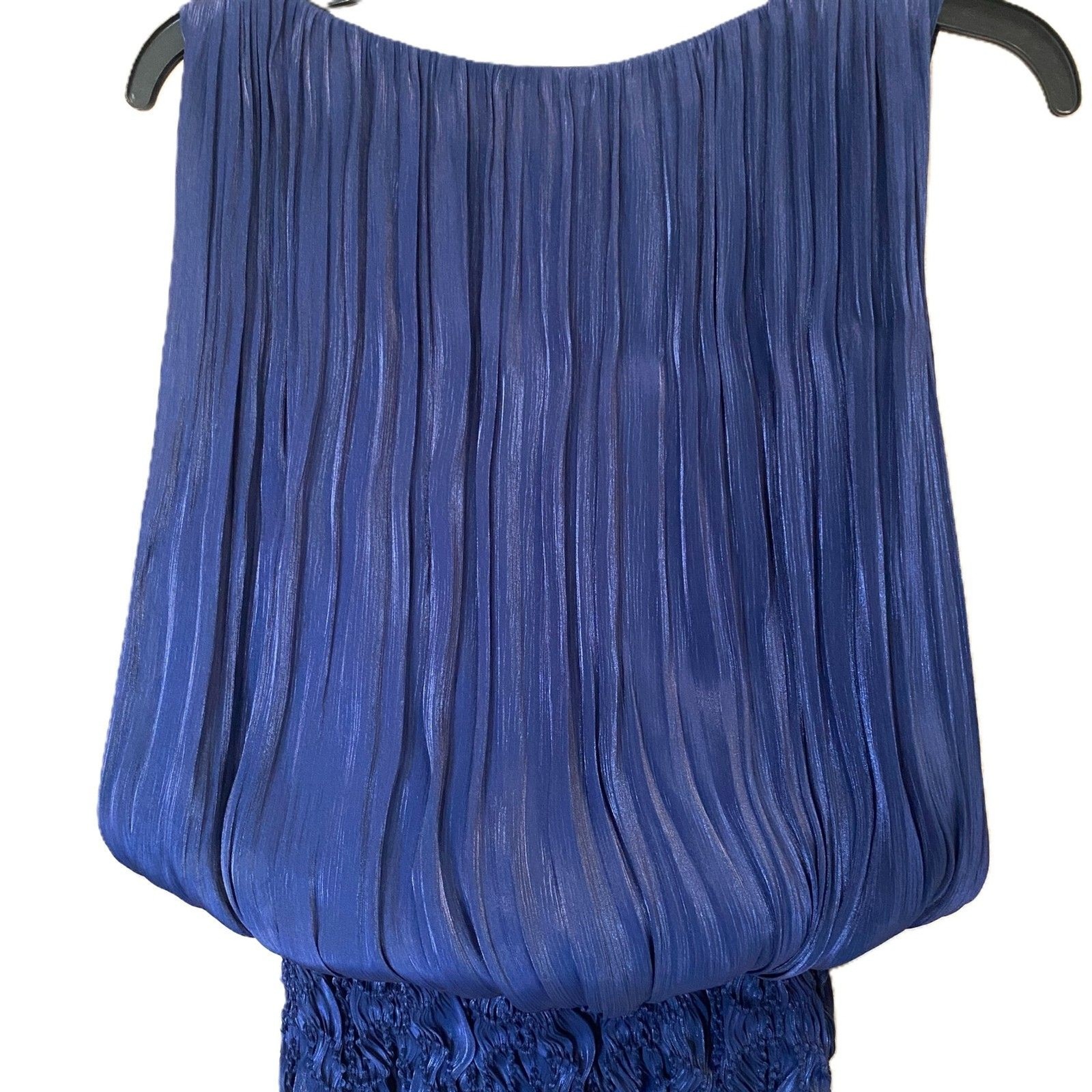 NWT Costarellos Tamiris Metallic Lurex Crepon Bouclé Mini Dress Navy 4