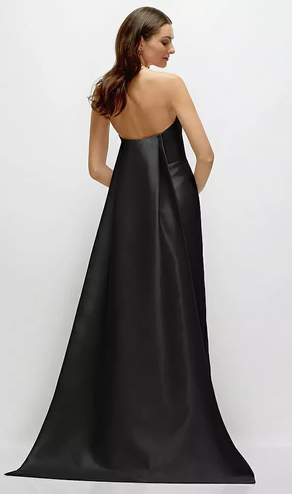 Alfred Sung Black Strapless Satin Twill Column Gown Size 18 $295 D876