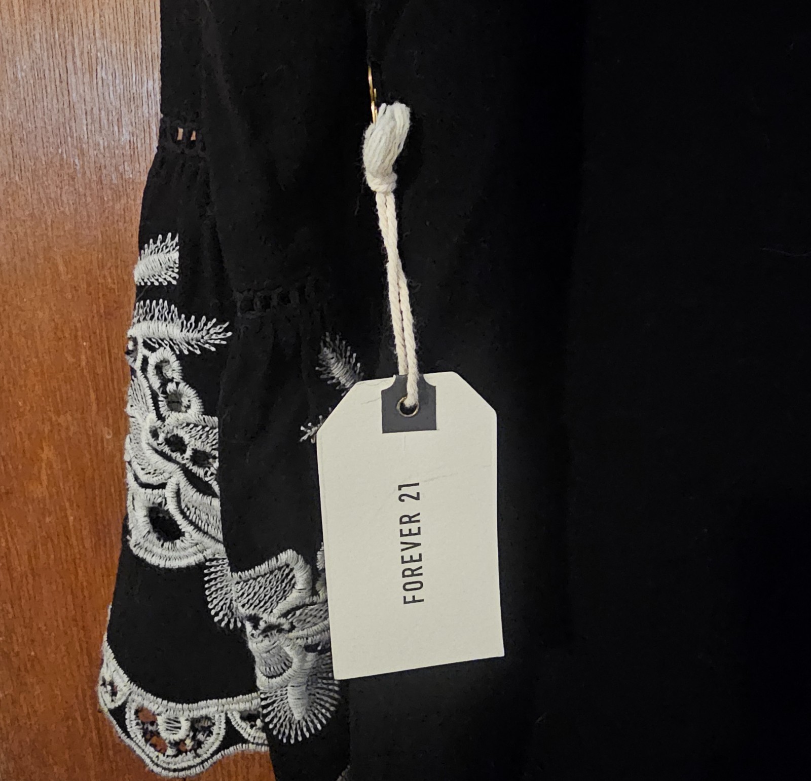 Forever 21 Embroidered Black Lace Whimsgoth Boho Dress NWT M Bell Sleeves