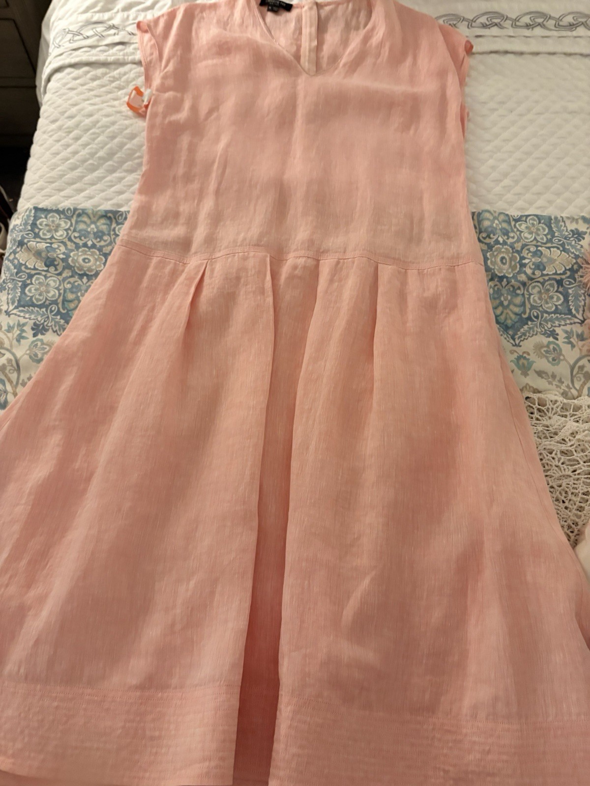 Lafayette 148 Peach/Pink Midi Linen Dress M