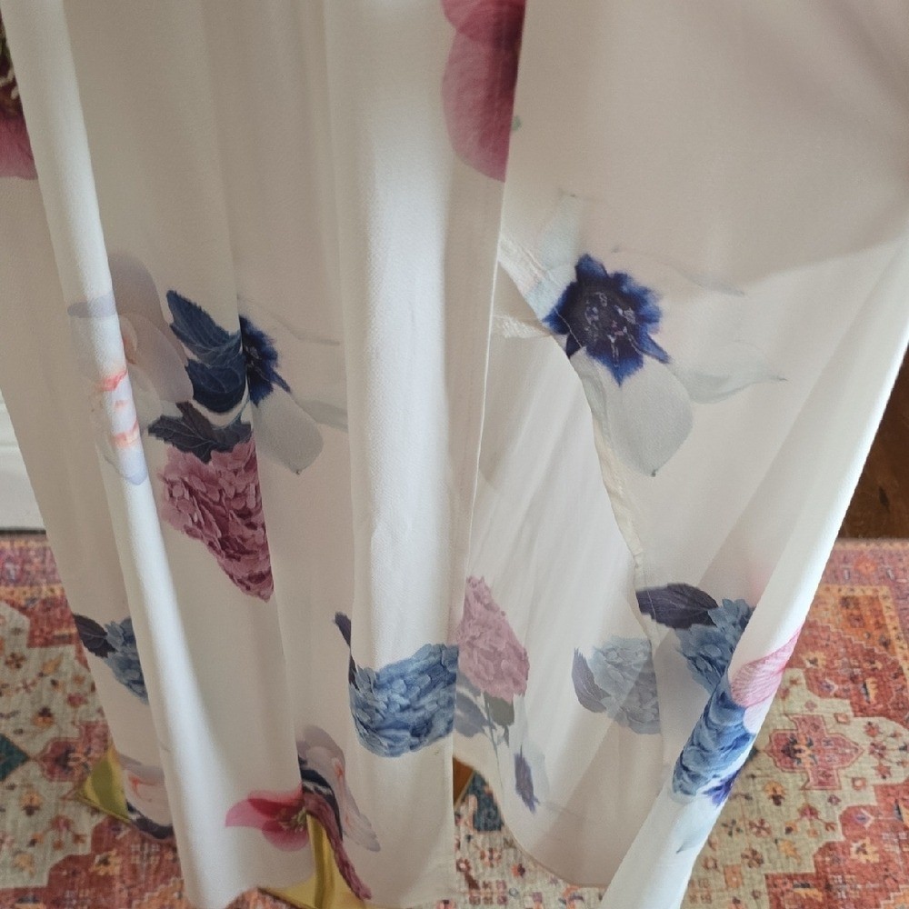 Hello Molly Cream Halter Dress with Pink & Blue Floral Accents