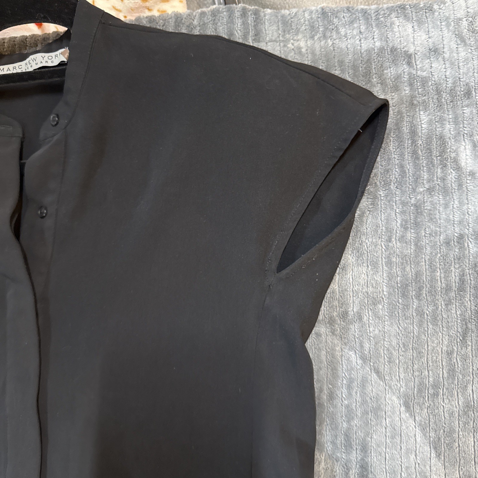 Andrew Marc Tunic Dress Cap Sleeve Black w/ Pockets Minimalist Small 2 Dry Clean