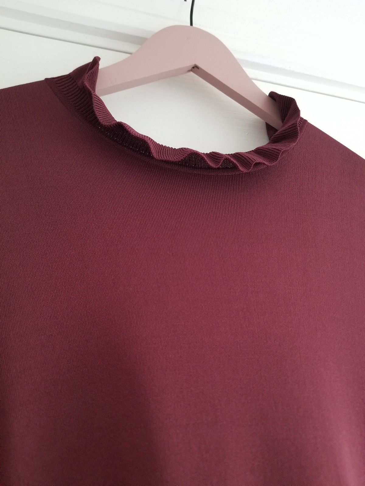 Ted Baker Zadi Midi Dress Knitted Bodice Burgundy Red Long Sleeve Size UK 12 / 3