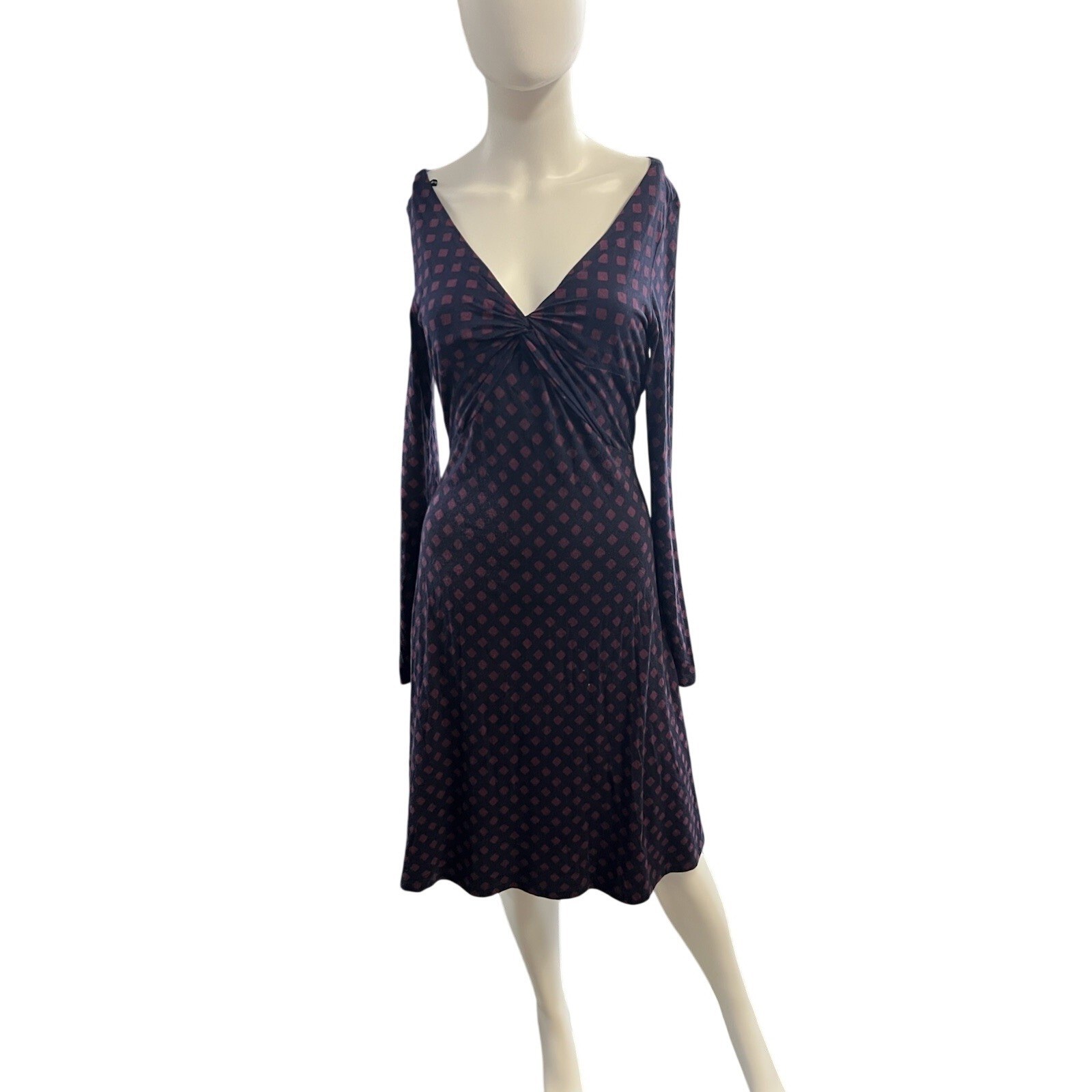 Vintage Betsey Johnson Dress Purple Lattice Babydoll Midi Size M 90s Y2K Preppy