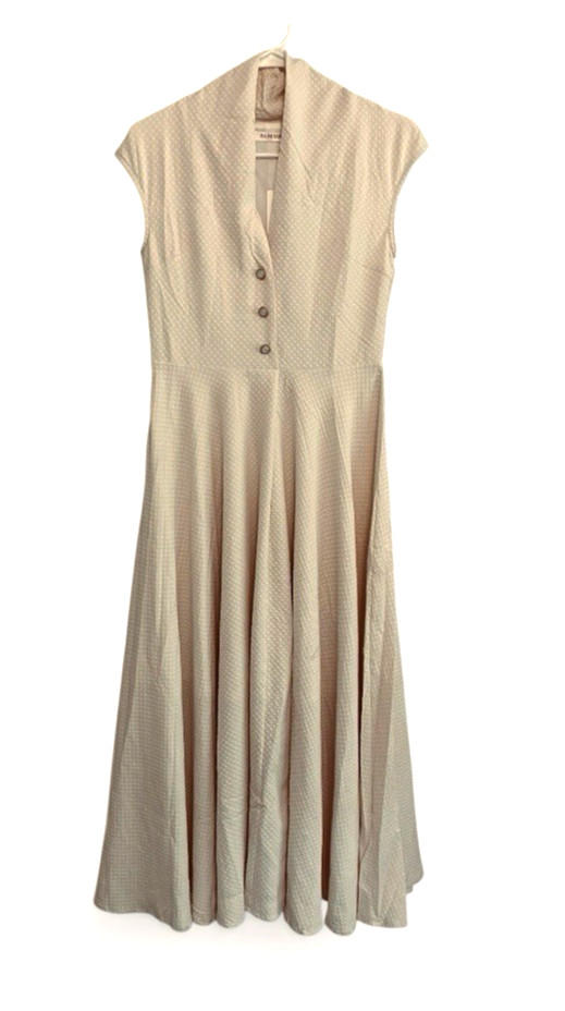 S) NWT BABEYOND Cream Textured Fit & Flare MIDI Shirtdress First Lady Style