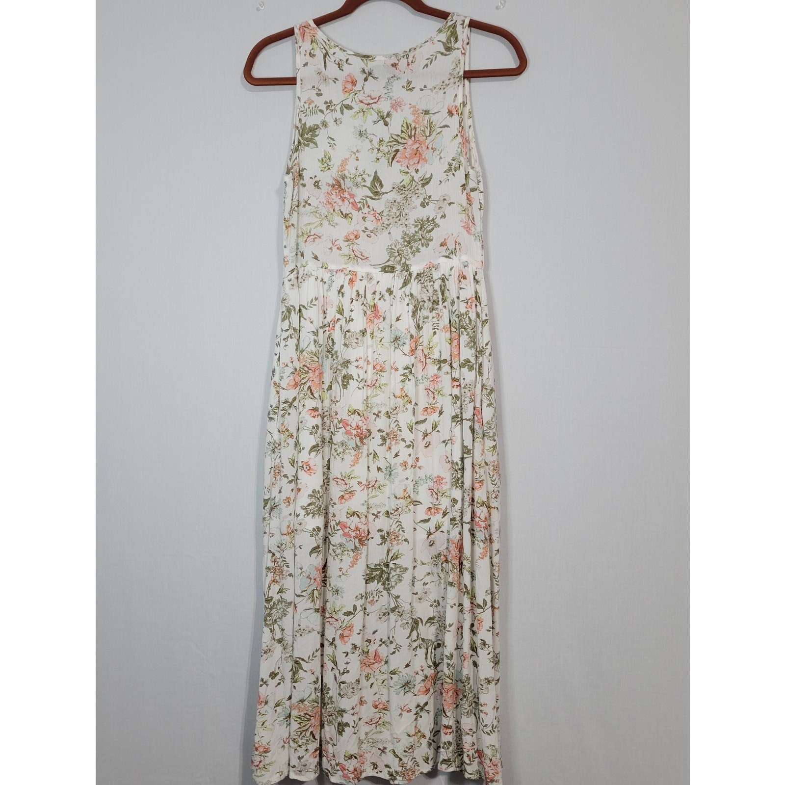 FRYE Sleeveless Floral Button Down Maxi Dress sz XS White Multicolor Cottagecore