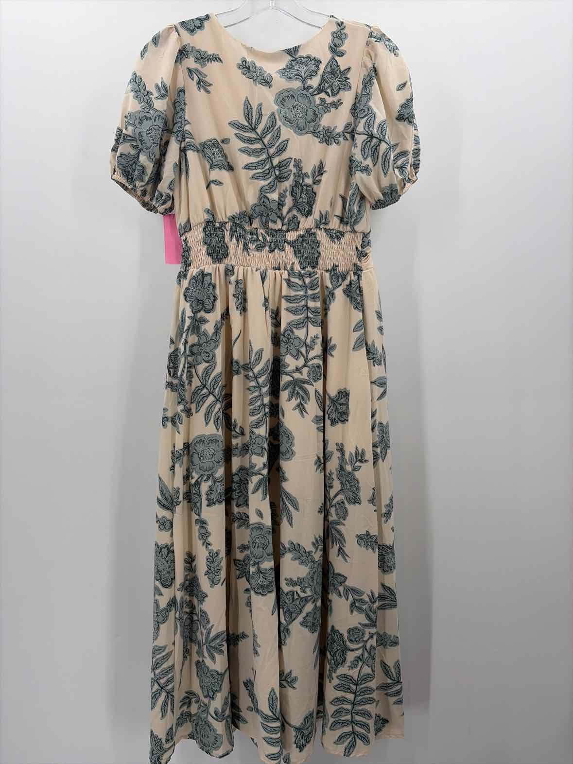 Pre-Owned By The River Ivory Size Small Floral Maxi Short Sleeve Dress