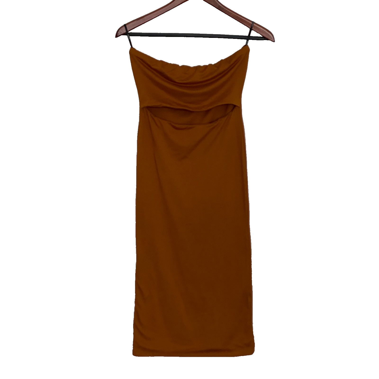 Forever 21 Mustard Strapless Cutout Midi Strapless Women’s Dress Size Medium