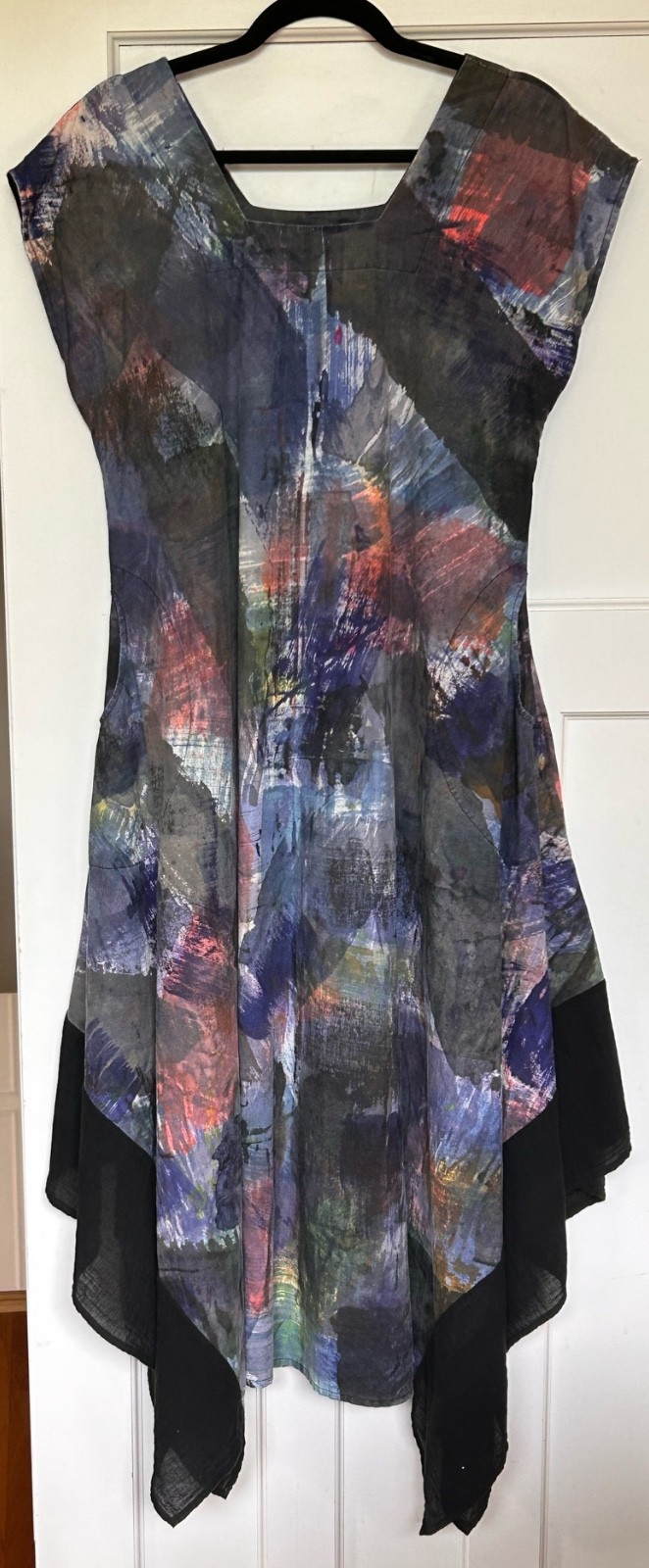 Sucesos Hand Painted Women’s Dress One of a Kind Made Mexico Size M/L Black