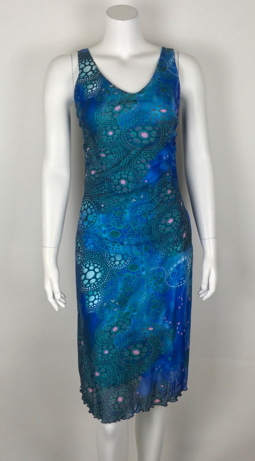 Roberto Cavalli Class Women’s Dress IT 40 US 6 Stretch Sleeveless Blue Multi