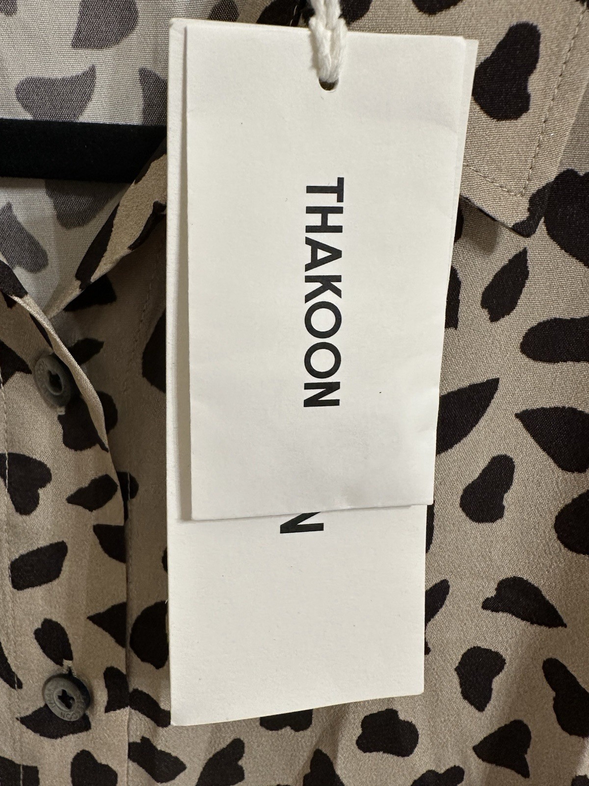 Thakoon Beige Shirt Dress with Black Abstract Spot Print Size 6