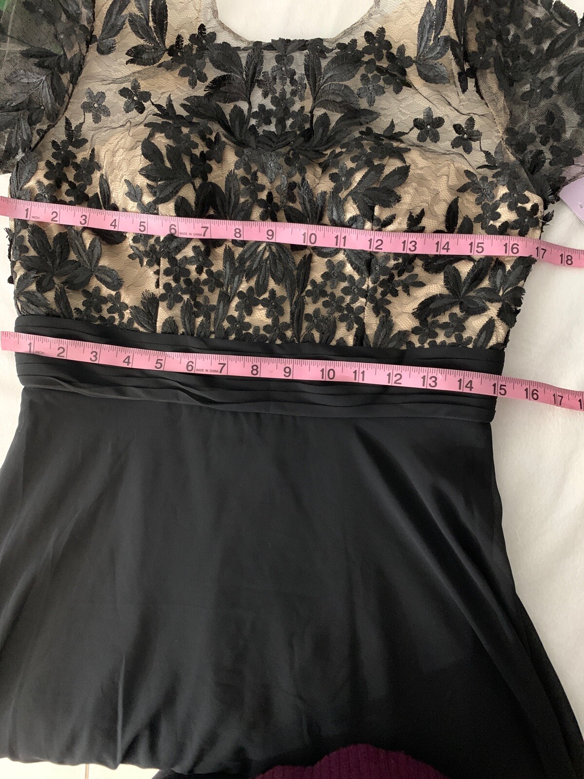 NWT $298 JS Collections Embroidered Illusion Bodice Gown in Black [SZ 8 ] #F809
