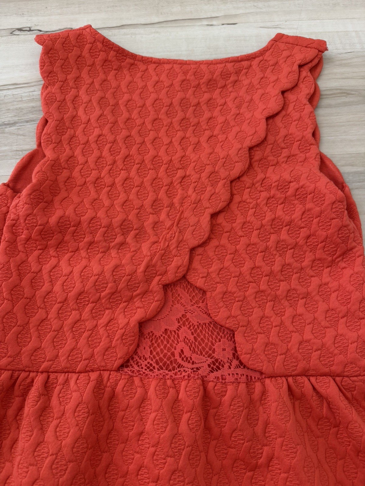 Anthropologie Coral Caye Scallop Textured Lace Detail Dress Pockets Maeve Size S