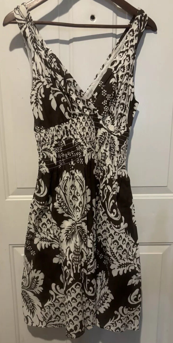 Charming Charlie Dress Women’s Medium Stretch Pull-On Brown & White Tank Style