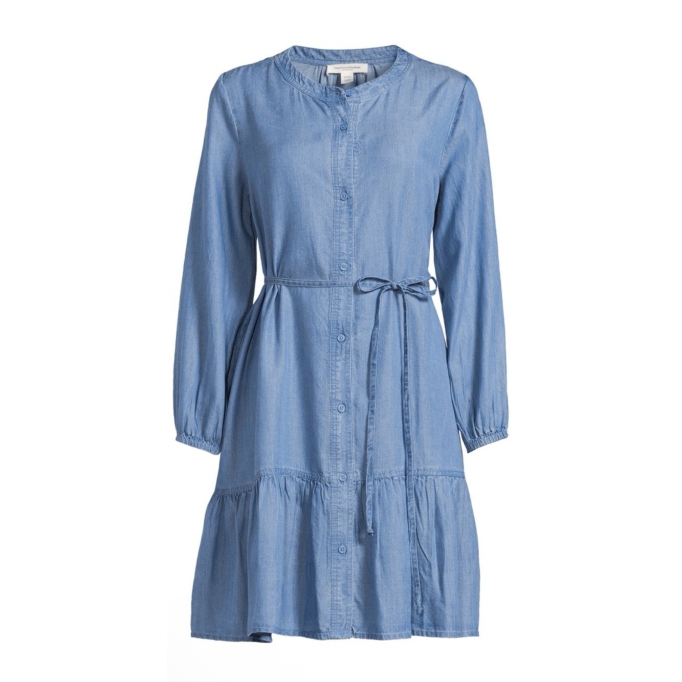 BEACHLUNCHLOUNGE Women’s Size XL Medium Wash Chambray Long Sleeve Shirt Dress