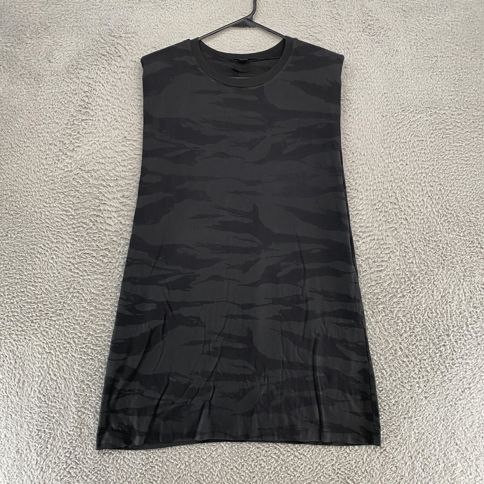 AllSaints Dress Womens Medium Black Camo Shoulder Pads Relaxed Camouflage