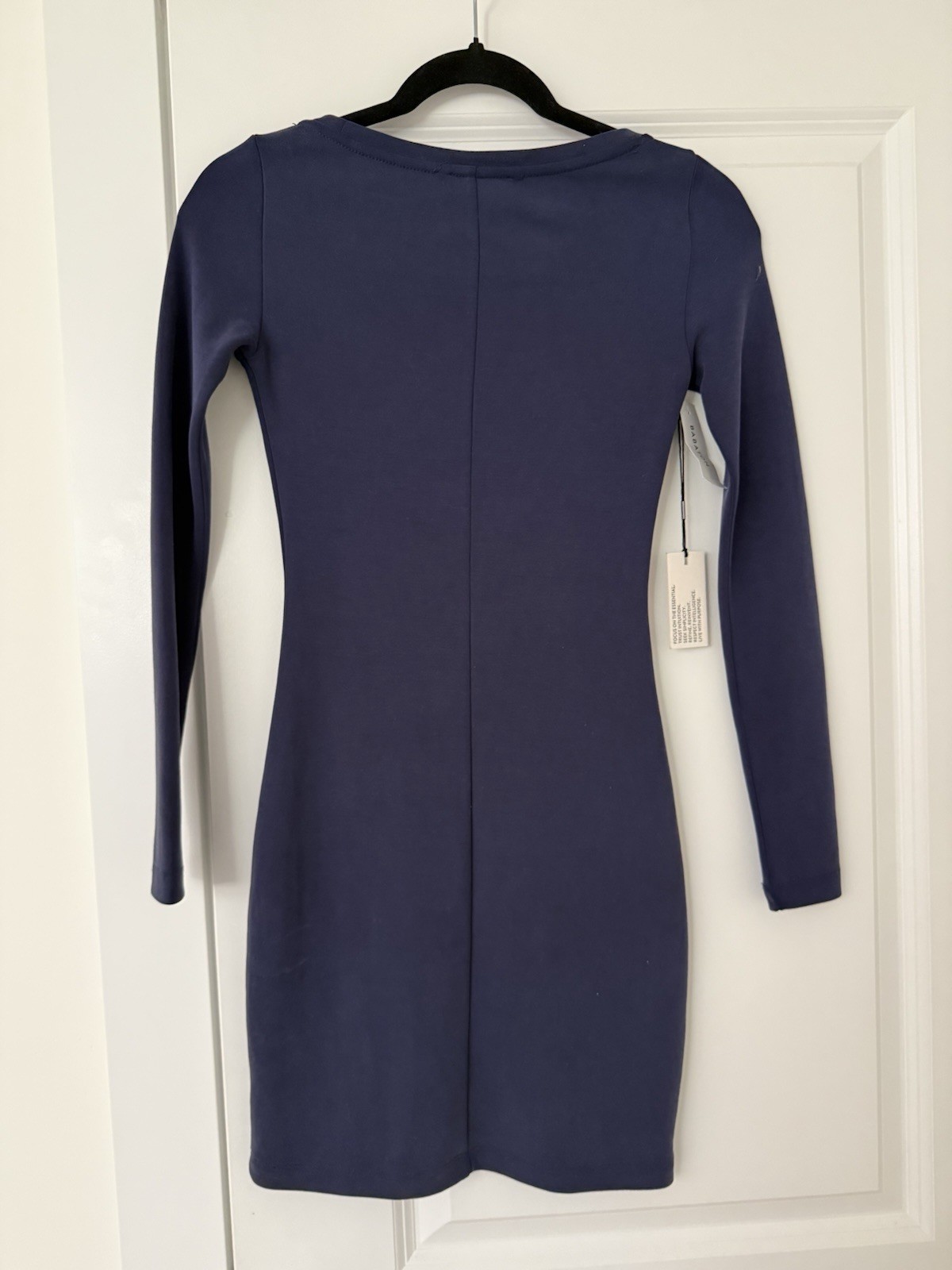 Aritzia Babaton Blue Solid Scoop Neck Long Sleeve Bodycon Mini Dress Women’s XXS