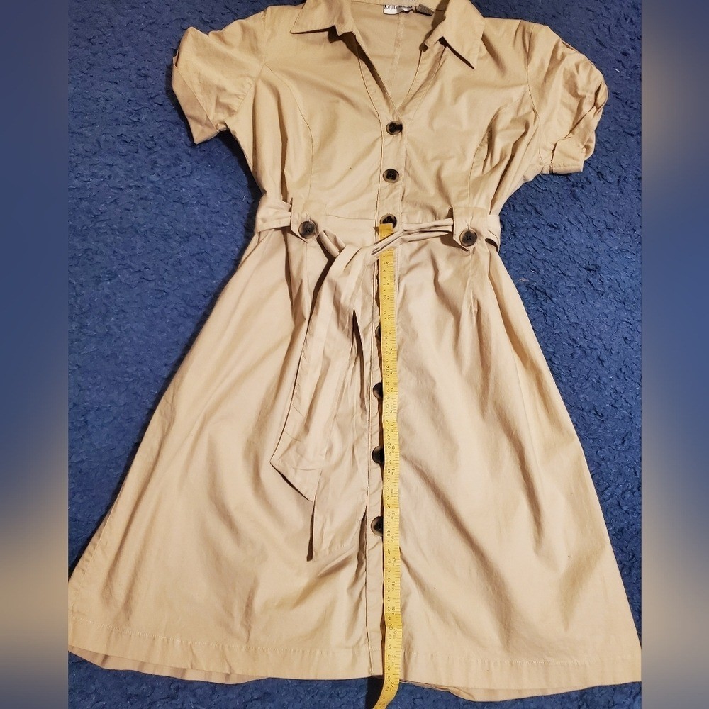 Millennium Chic Beige Button-Front Midi Dress, Size XL