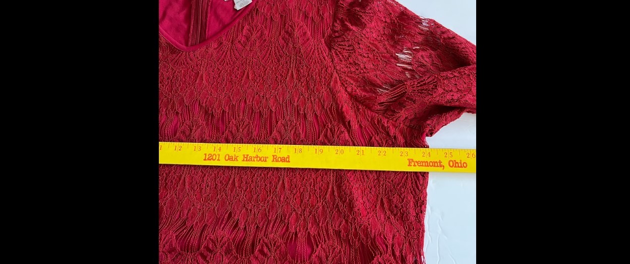Expressions V-Neck Lace Dress ~ Crimson ~ Size XL **NEW**