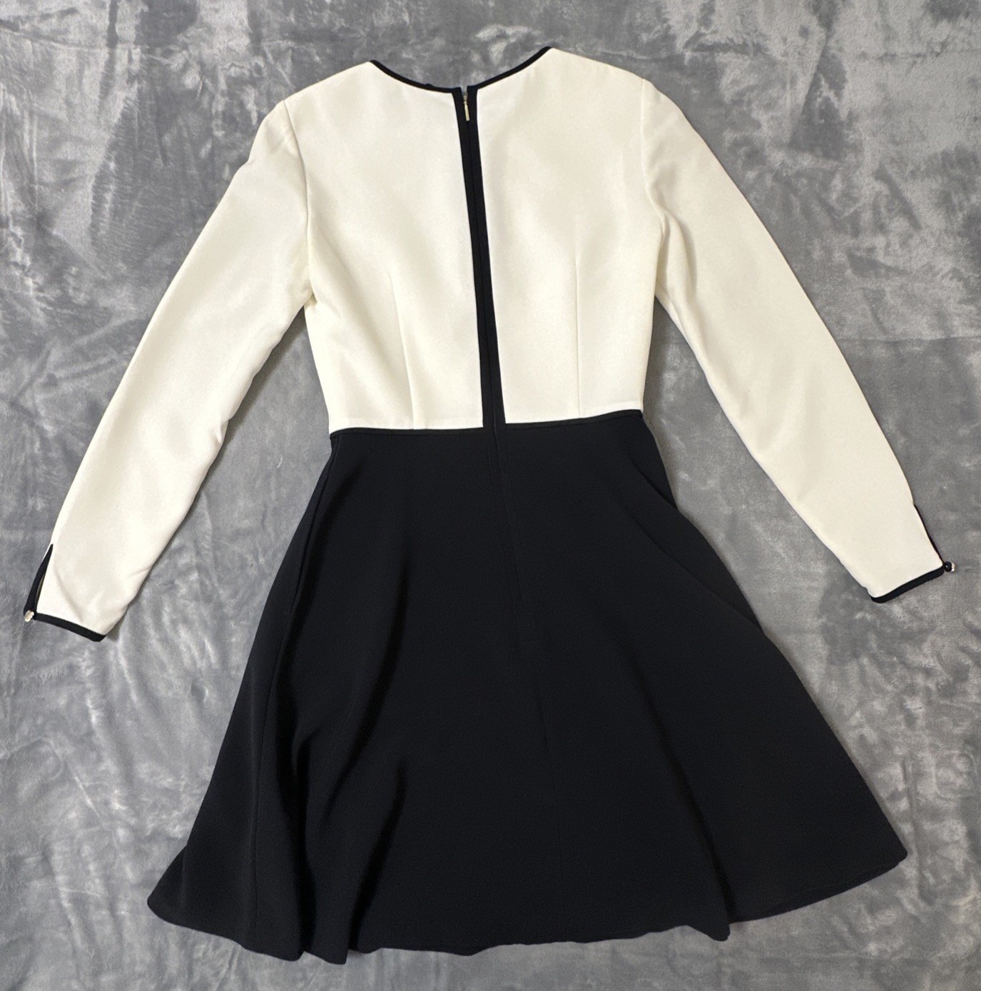Ted Baker Loozy Neck-Tie Woven Skater Dress Cream Navy Size 1 – UK 8 US 4
