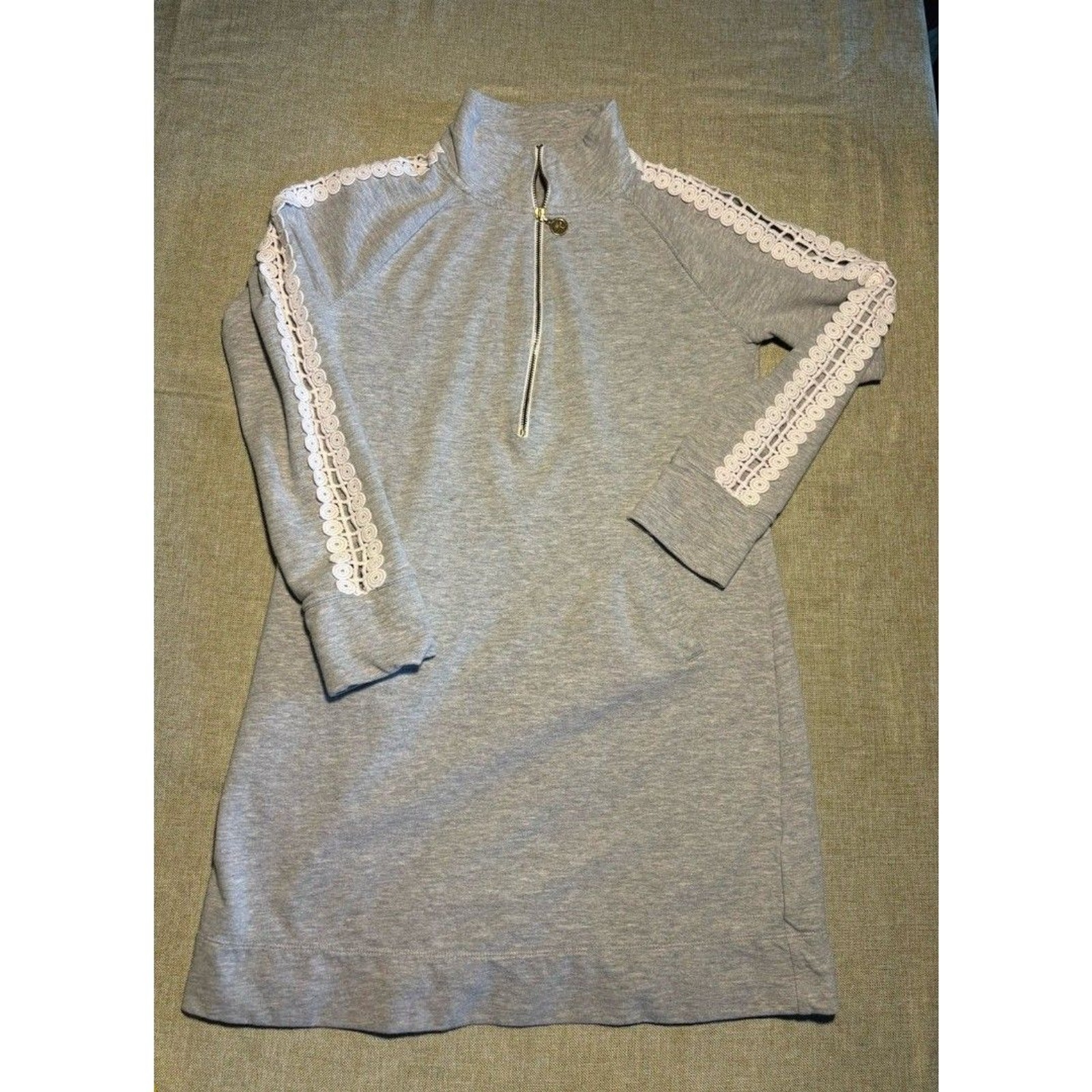 Lilly Pulitzer Popover Dress Heather Gray XS Lace beach preppy vacation resort