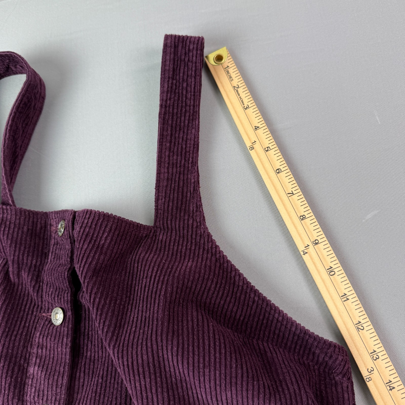 Fat Face US 12 UK 16 Purple Pinafore Dungaree Mini Dress Corduroy Button Pockets