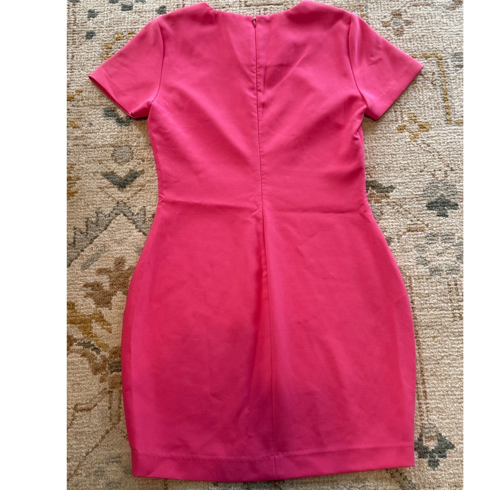 Likely Hot Pink Short Sleeve Mini Sheath Dress Womens Size 8 Crew Neck Cocktail