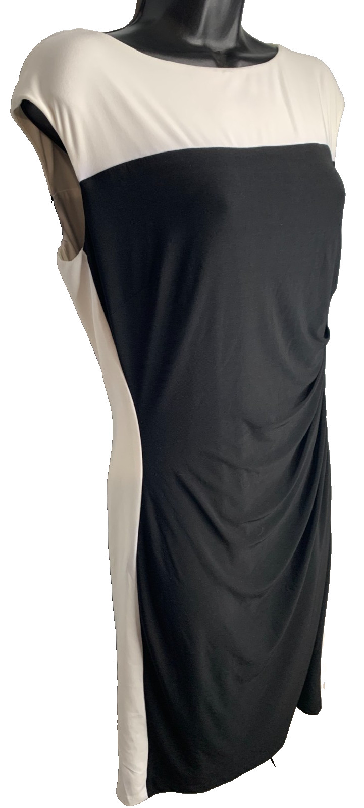 Ralph Lauren Colorblock Sheath B & W Dress Women’s 10 Side Rouching