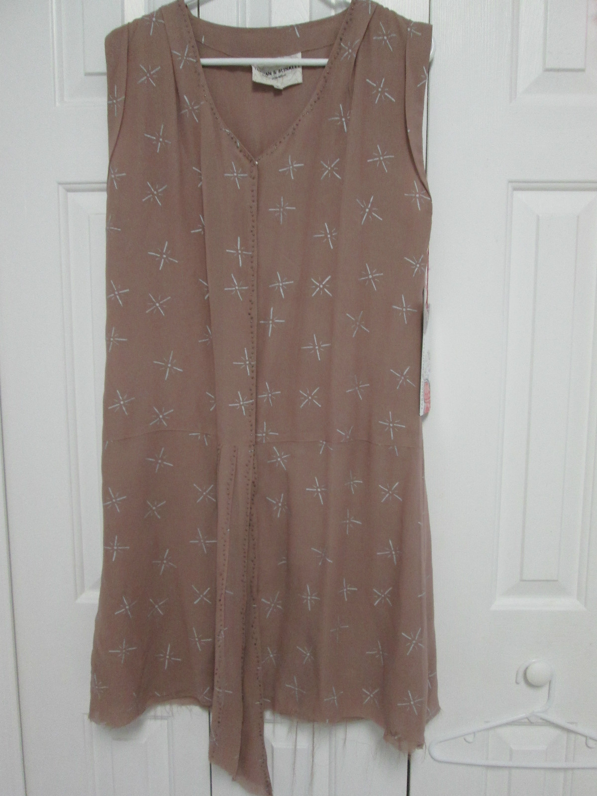 NEW Womens Dress Tarsian & Blinkley Made Afghanistan 100% Silk Sz III L Tan NWT