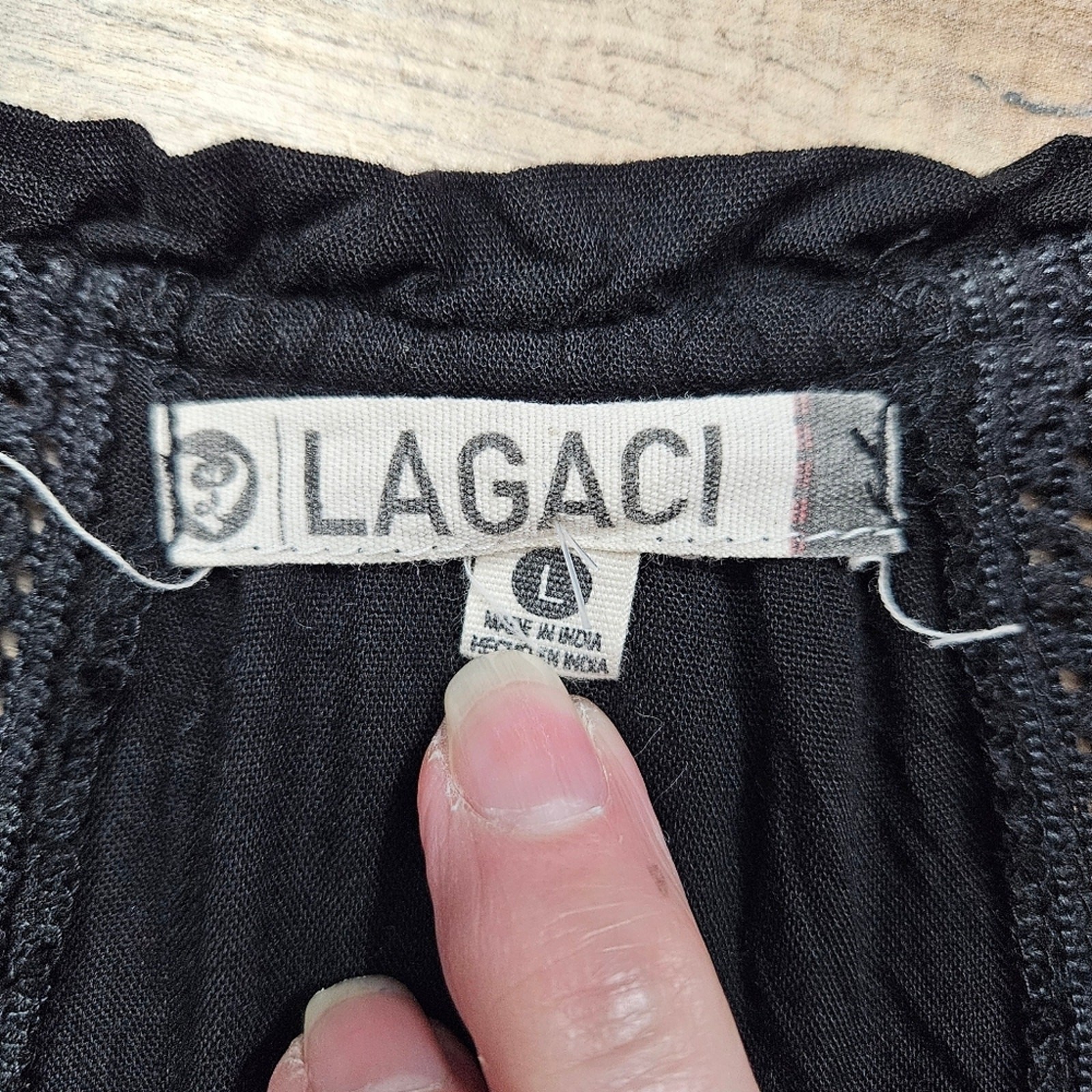 Lagaci Black Boho Embroidered Rayon Tunic Dress Peasant V Neck L Boho Gothcore