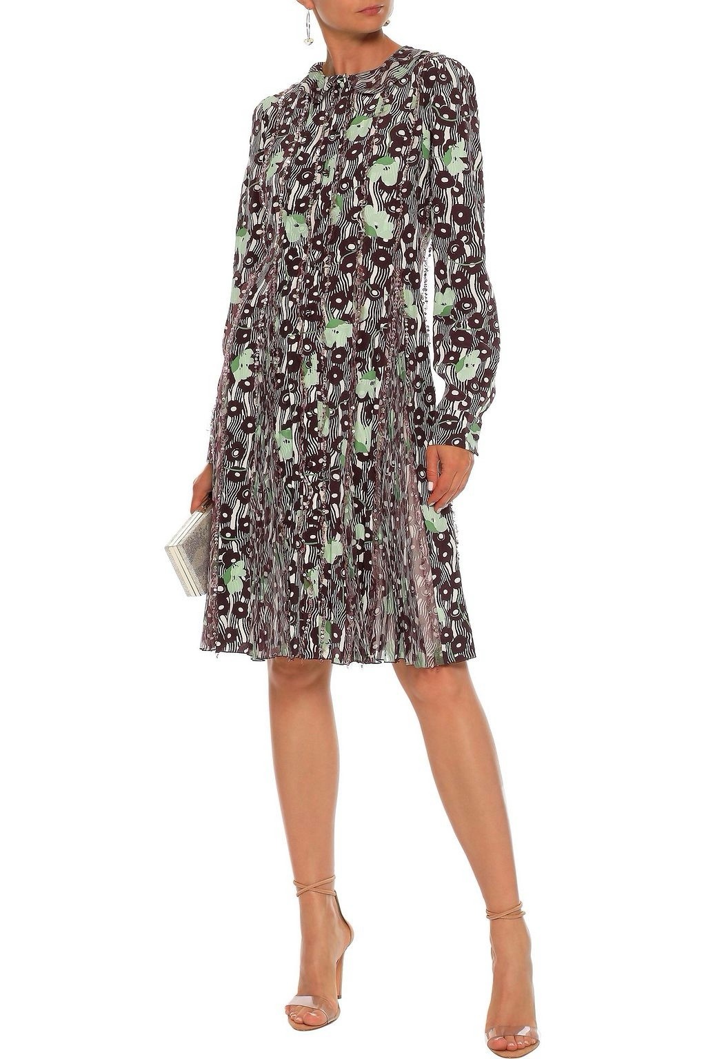 £3400 Valentino Runway PF17 Silk Floral Pleated Dress IT38 UK6 US2 NWT