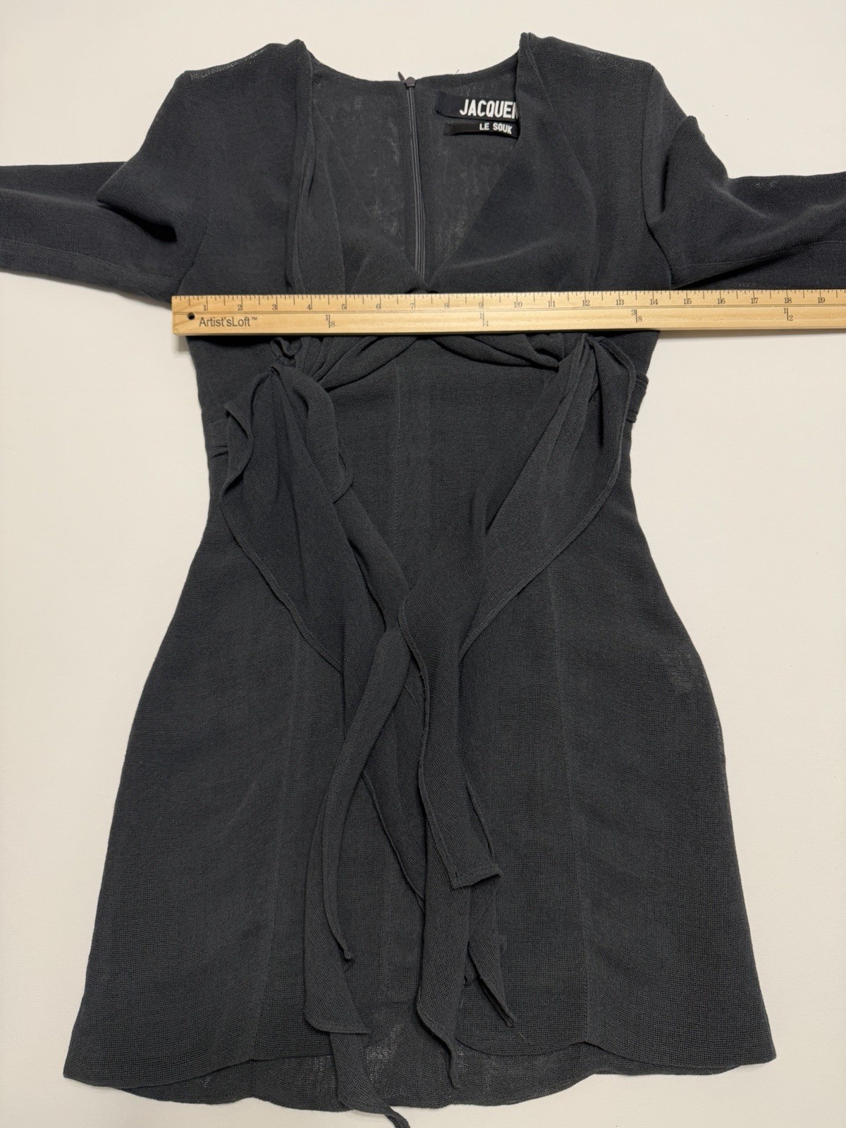 Jacquemus Le Souk Mini Dress Women’s Size 34 Charcoal Gray Polyester Wool Blend