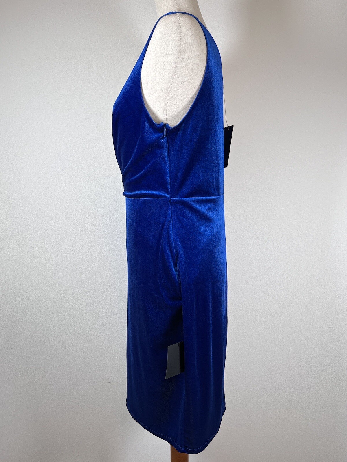Lulus Velvet Blue Dress Large Short One Shoulder Formal School Dance Cocktail
