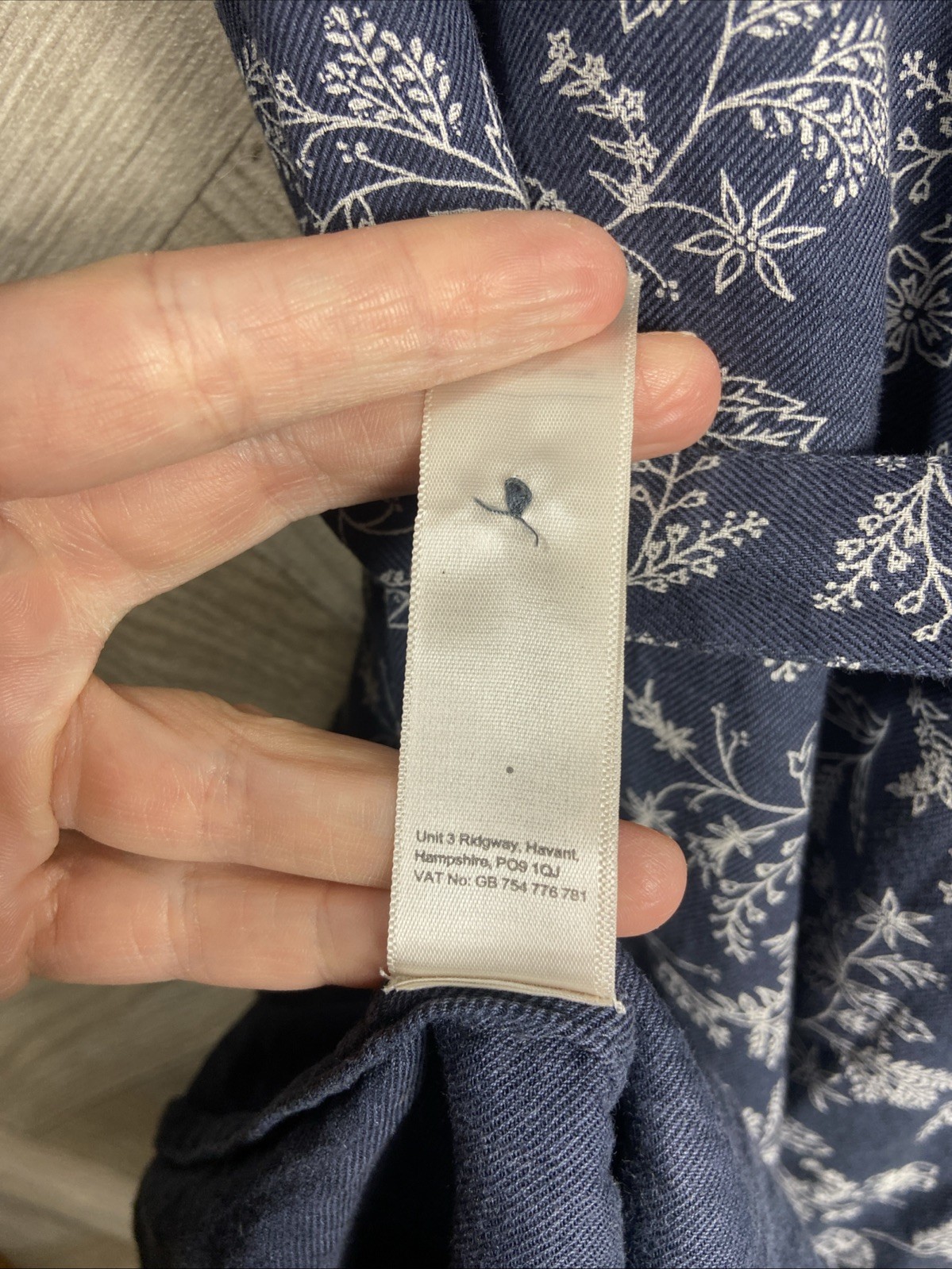 Fat Face Navy & White Floral Button Up Dress Waist Tie Collared Size 10