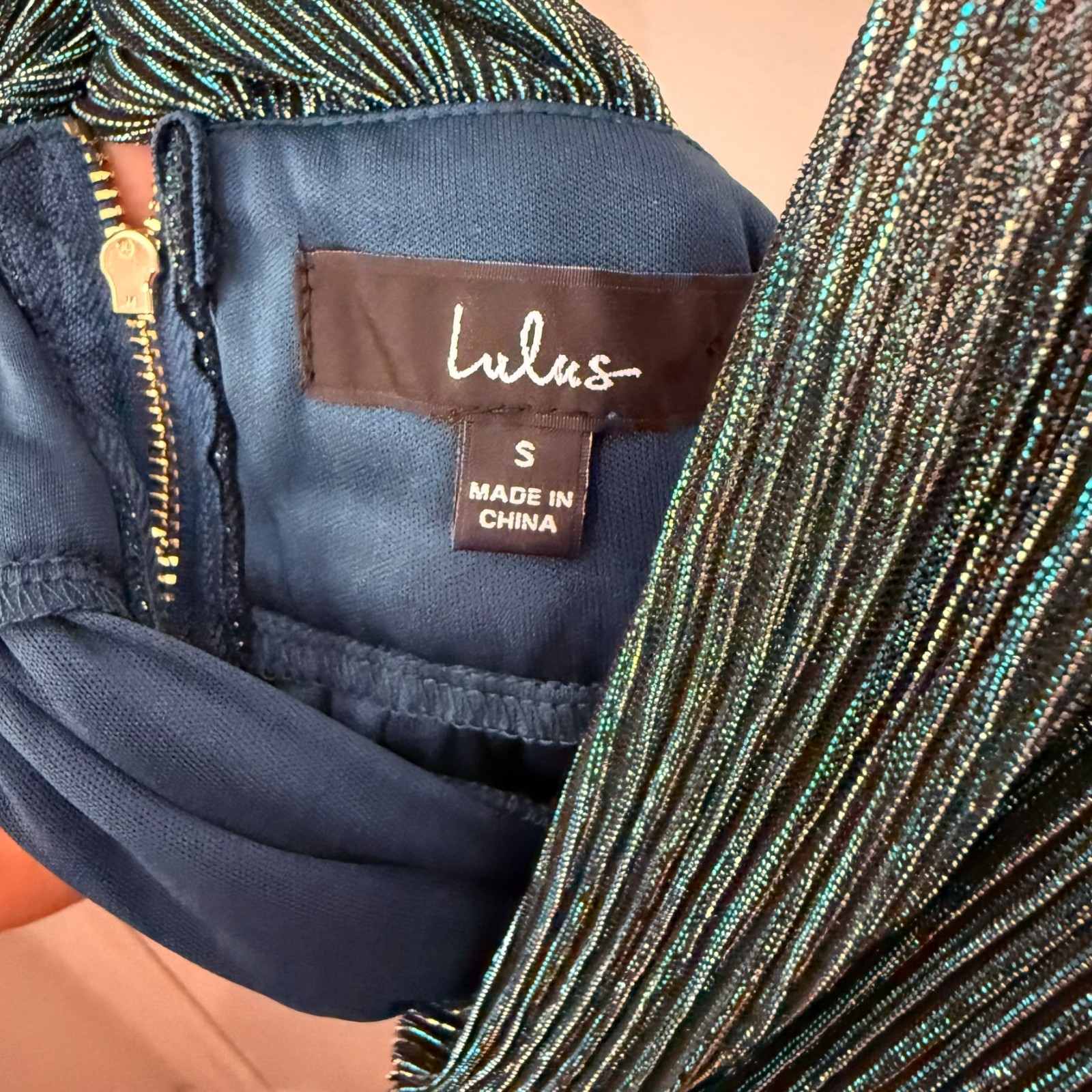 Lulus New With Tags Pleated Metallic Blue Sleeveless Fit&Flare Mini Dress Size S
